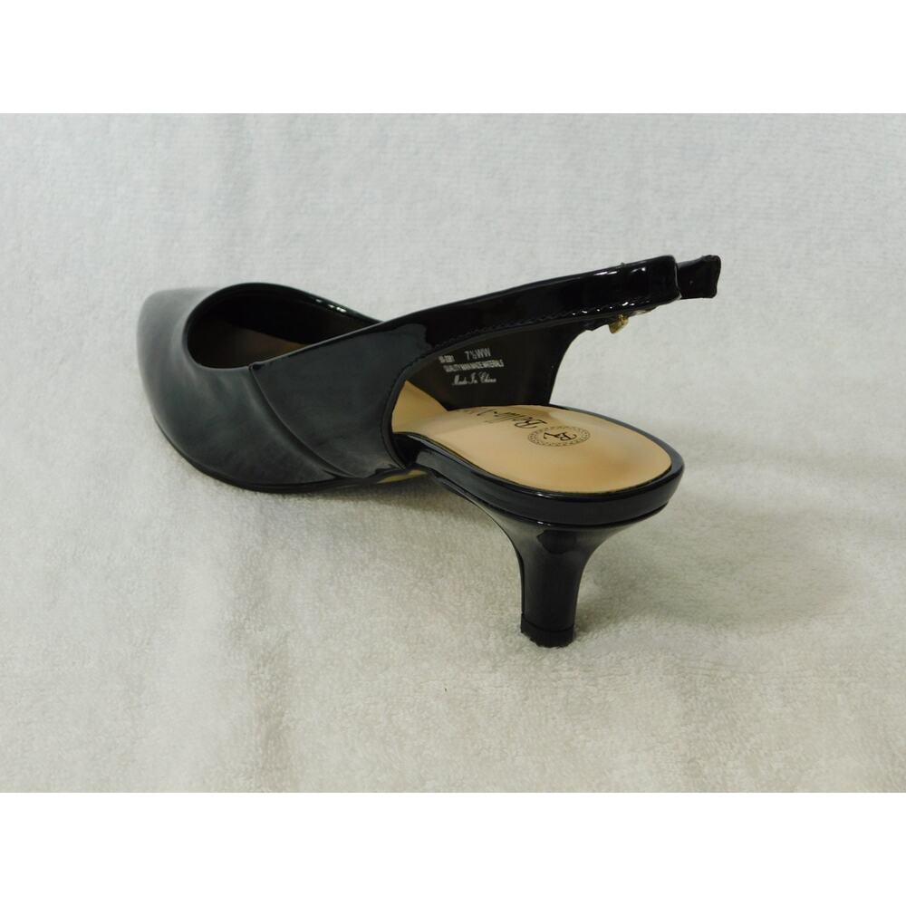W635 Bella Vita Black Scarlett II Kitten-Heel Slingback Pumps - 7.5 WW - Picture 3 of 5
